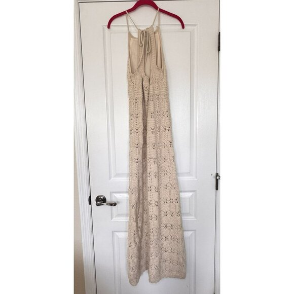 Miou Muse Abigale Crochet Maxi Dress Cream Boho Knit APIARI Size Large - Picture 9 of 11